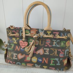 Dooney & Bourke Graffiti Signature Multicolor Coated Handbag Purse Satchel